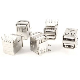 uxcell 5 Pcs Dual USB Type-A Female Port Right Angle 8-Pin DIP Jack Socket Connector