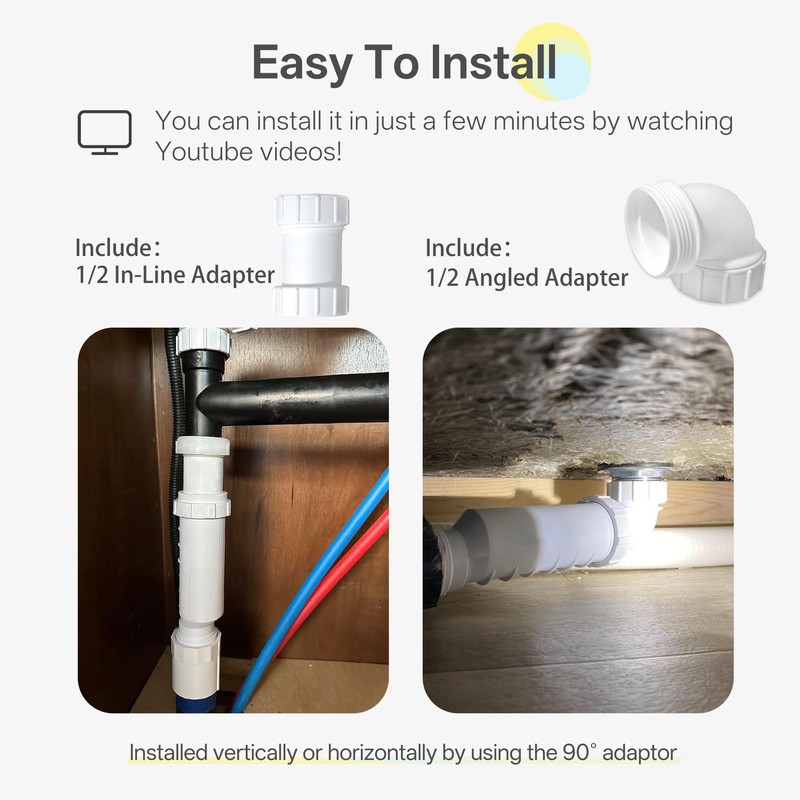 Self-Sealing Waterless P Trap 1-1/2", One Way Sanitary Waste Valve