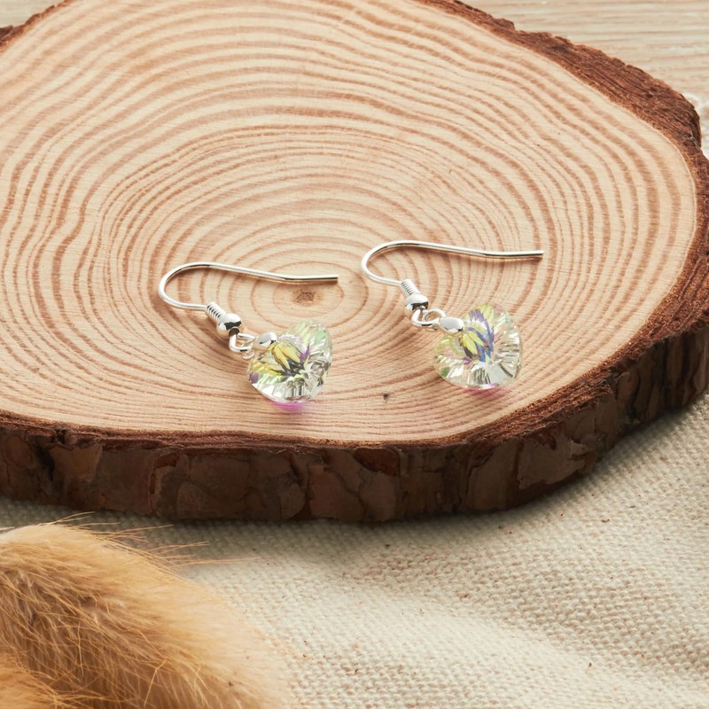 Philip Jones Sterling Silver Aurora Borealis Heart Earrings Created with