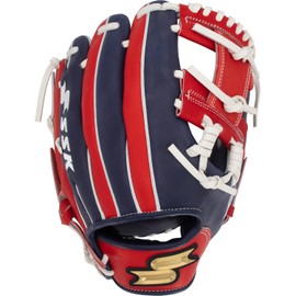 SSK Z9 Maestro Infield Baseball Glove – 11.25" - 11.5” - 11.75” - 12” – Right & Left Hand Throw (Navy/Red/White - I Web, 11.5" - Right Hand Throw)