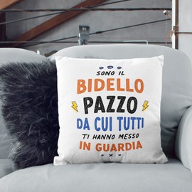 MUGFFINS JANITOR man Cushion Padding included - in Italian - Tutti ti hanno messo in guardia - Funny gift - Pillow: cover and filling 15.7x15.7 inches