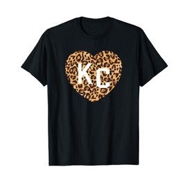 Heart KC Cheetah Leopard Pattern Brown Yellow Spots Heart Kc T-Shirt