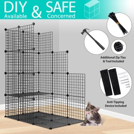 SEGAWE Large Cat Cage with Hammock Indoor DIY Indoor Catio Cat Enclosures Metal 4 Tiers