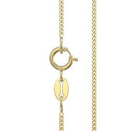 Aeon Jewellery Yellow Gold Necklace - 1mm 9 Carat Diamond Cut Curb Chain Necklace | 16", 18" & 20 Inch Chain | Polishing Cloth & Gift Box Included