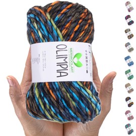 MeriWoolArt Merino Wool for Knitting - 100 m Multicoloured Thick Soft Merino Wool for Knitting for Sweater Jackets - XXL Hand Knitting Wool - Voluminous DIY Wool for Scarves Blankets Scarves Gifts
