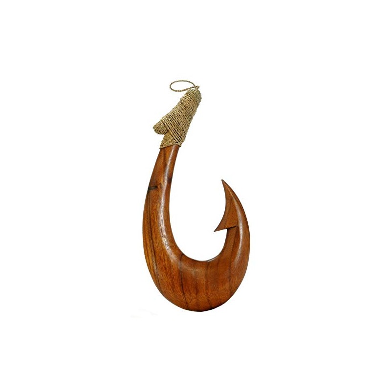 16" Hand Carved Wood Hawaiian Makau Fish Hook