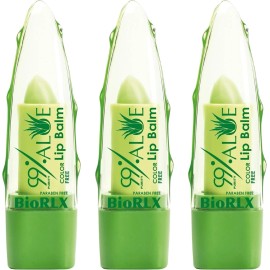 BioRLX Pure Aloe Vera Lip Balm 0.12 oz Pack of 3 Color Free Unisex Deep Hydration