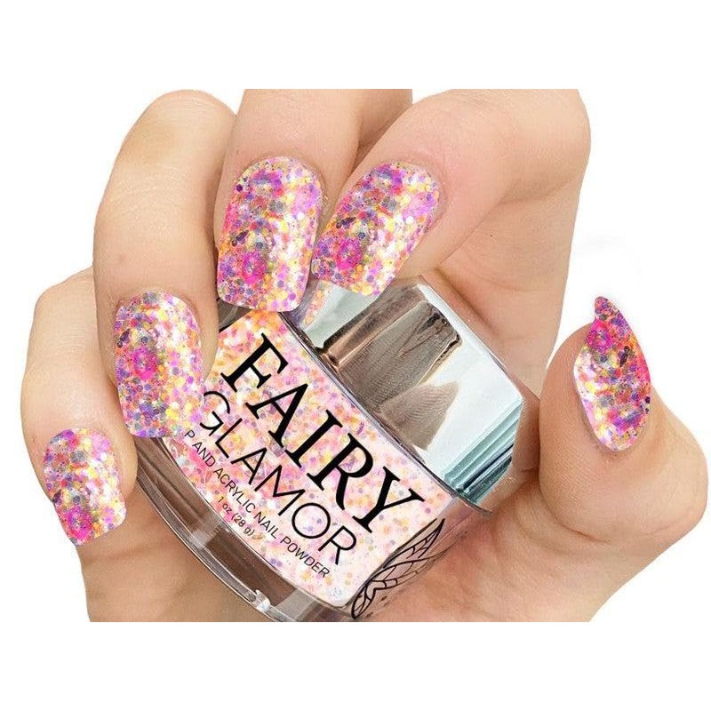 Fairy Glamor Fairy Glamor Orange Glitter Dip and Acrylic Nail