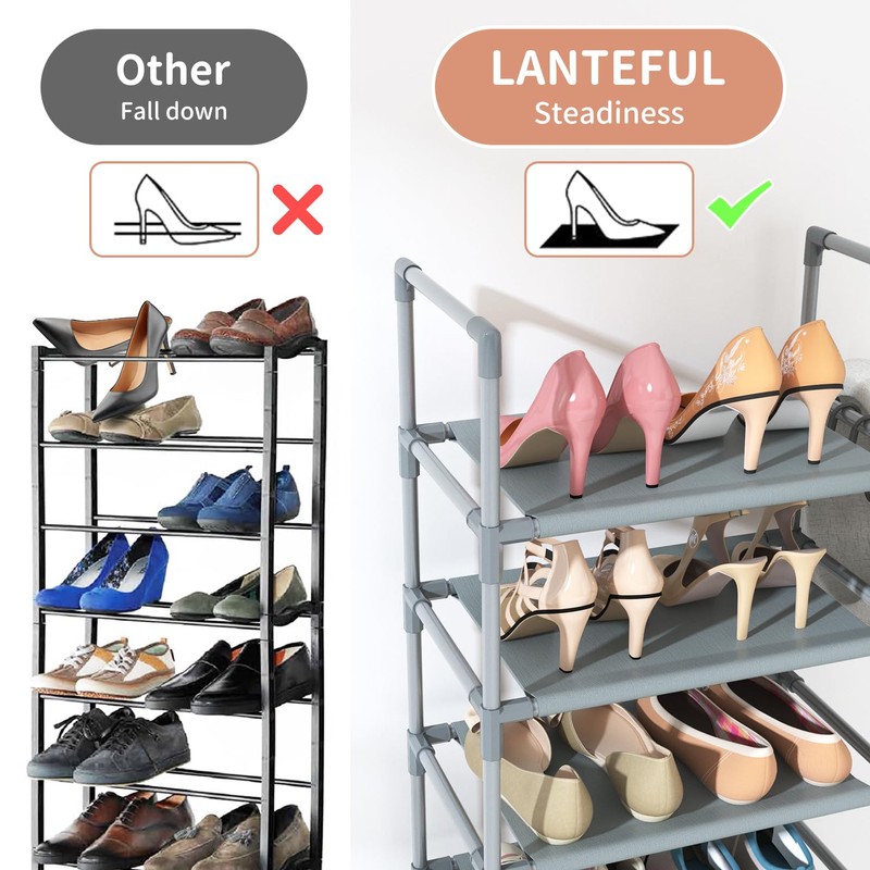 LANTEFUL 10 Tiers Tall Shoe Rack 20-25 Pairs Boots Organizer