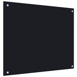 vidaXL Black Kitchen Backsplash Tempered Glass 27.6"x23.6" - Scratch Resistant and Heat-Resistant Protective Wall Barrier - Includes Mounting Materials