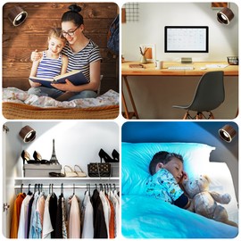 Yuewilai Magnetic Wall Sconce 16 RGB Colors Dimmable, 2 Pack LED Rechargeable Wireless Picture Painting Wall Lights, 360° Rotate Battery Operated Wall Sconce for Reading in Bed(Walnut Wood, 2PCS)