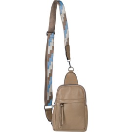 styleBREAKER Women's One Shoulder Backpack, Patterned Shoulder Strap, Solid Colour Crossbody Bag, City Backpack, Sling Bag 02012387, Colour:Mud