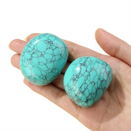 QINJIEJIE Green Howlite Polished Healing Crystals 1.8-2.0" 2PCS Large Reiki Healing Crystal Natural Rocks Energy Tumbled Stones for Reiki Divination Meditation