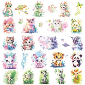 Hohamn Glitter Animals Tattoos for Kids, 12 Sheets Glitter Dragon Cat Panda Tiger Elephant Panda Giraffe Temporary Tattoos for Kids Animals Themed Party Birthday Party Supplies Gifts Decoration