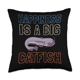 Catfish Fish Catfishing Noodles Bait Rod Fishing Throw Pillow