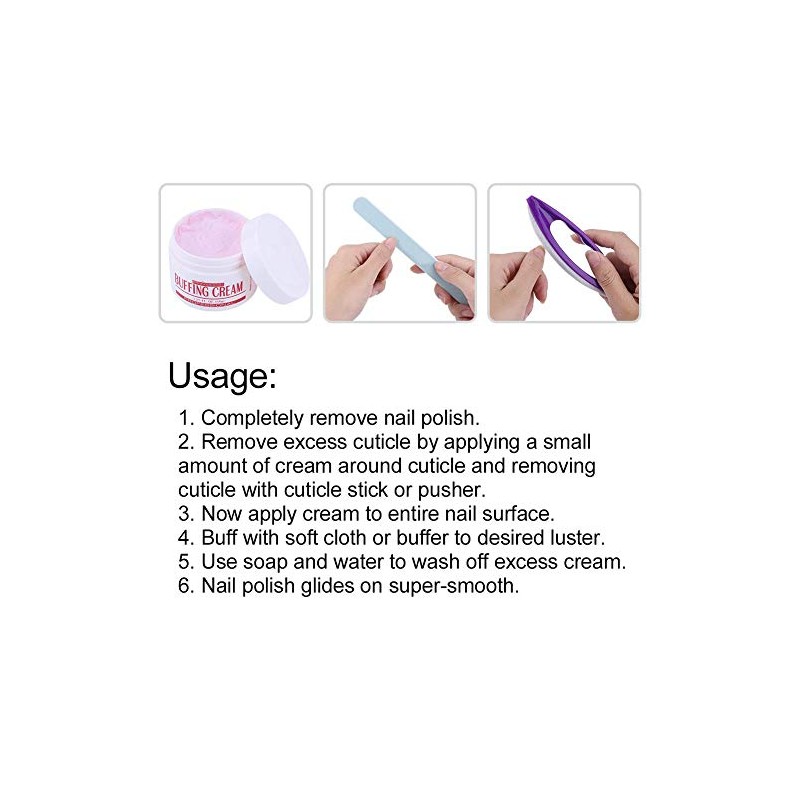 3 Unids Buffer de Uñas Profesional - Crema Pulidora para