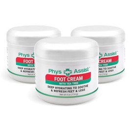 PhysAssist Crema para pies con árbol de té, tarro de 4 onzas, crema hidratante profunda para pies y piernas para piel seca, cansada y sensible, cuidad