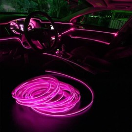 Tira de luz interior del coche, Tira de luz decorativa del coche Moldura interior Iluminación Auto LED EL Piezas de modificación de lámpara fría(Rosado)