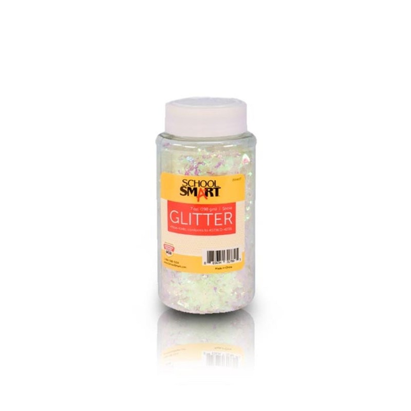 School Smart Craft Glitter, 7 Ounce Jar, Snow
