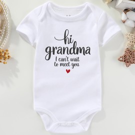 KEDFQV Hola abuela Anuncio de Embarazo Ropa de Bebé Niña Niño Bebé Body, Hi Grandma White, 3-6 Meses