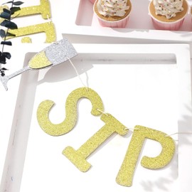 YESSWL YESSWL Sip Sip Hooray Banner - Gold Glitter Bachelorette Wedding Engagement Birthday Party Decorationsbridal Shower Decorationphoto Booth Props