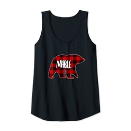 Womens Mable Bear Custom Red Buffalo Plaid Christmas Pajama Tank Top