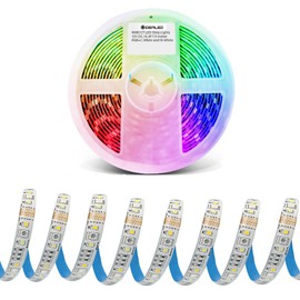 GIDEALED 12 V RGBWW LED Strip 5 m, Dimmable RGB Cool White Warm White (2700 K - 6000 K) Full Colour Daylight 6 Wire RGB CW WW LightStrip Plus for Ambient Lighting, Only 5 m RGBCCT LED Strips