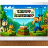 Pixel Backdrop Happy Birthday Banner Boy 6x4ft Miner Bday Sign
