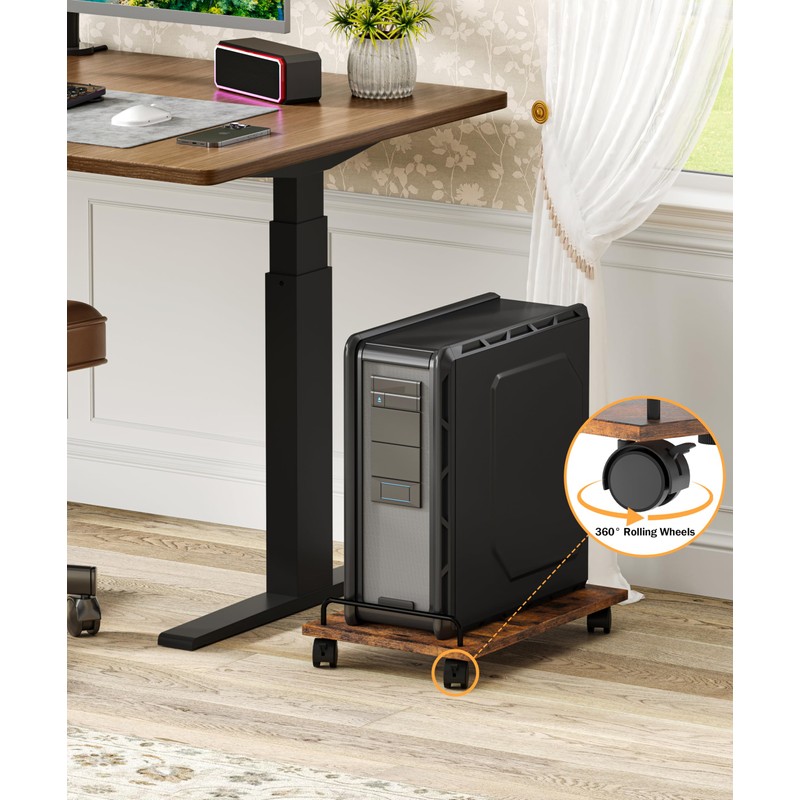 Akxomel Mobile CPU Stand, Computer Tower Stand with 4 Caster
