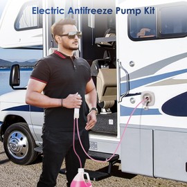 RV Electric Antifreeze Pump Kit, RV Antifreeze Accessories, Self-Priming Water Pump with 2 Hoses, Winterize RV Plumbing System, Marine Boat, Camper (RV Electric Antifreeze Pump Kit)