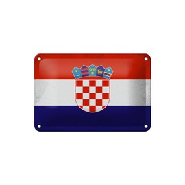 Tin Sign Croatia Flag 18 x 12 cm Vintage Decorative Sign