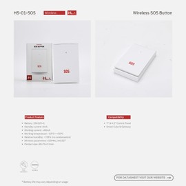 HESTIA SOS Panic Button for SAFE-TECH Smart Home Security System, Elderly Alarm Call Button/Sos Call Panic Button Alert/Alarm Bell For Elderly, HS-01-SOS