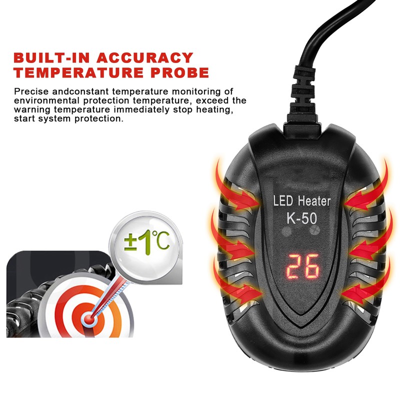Submersible Aquarium Heater Fish Tank LED External Thermostat Quartz Heating