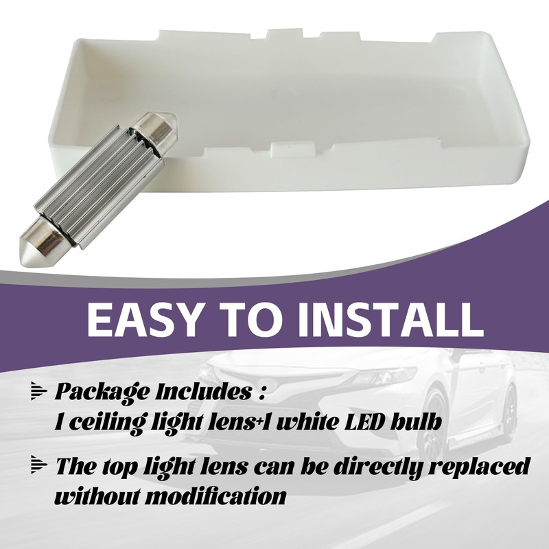Lunwag Interior Dome Light Lens Cover/LED with LED White Blubs
