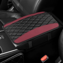 Lyxheth Car Center Console Cover, Car Armrest Cover, Universal Leather Waterproof Armrest Seat Box Cover Protector, Comfortable Car Decor Accessories Arm Rest Cover Pad for Most Cars (Burgundy)