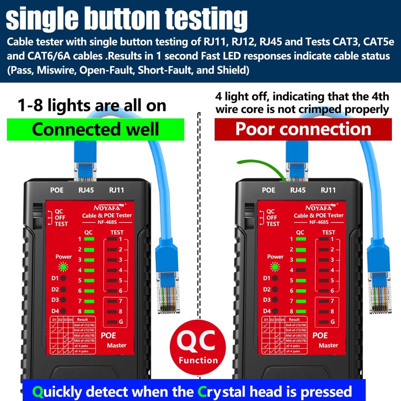 NF-468s Network Cable Tester, Ethernet Tester,Cable Mapper, Check Continuity -RJ45,