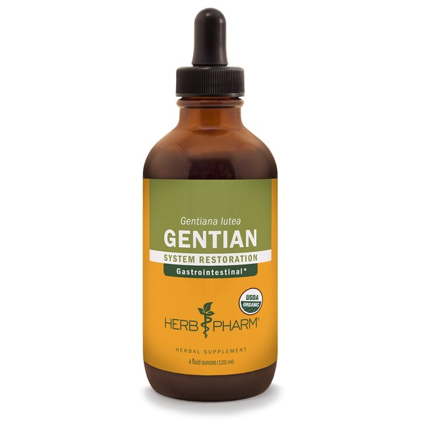 Herb Pharm Certified Organic Gentian Liquid Extract for Digestive Support - 4 Ounce
