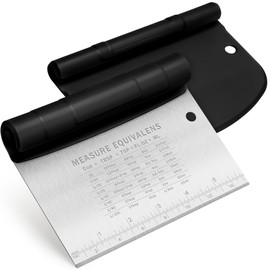 Urbanstrive Bench Scraper for Baking, Stainless Steel Dough Cutter and Scraper Tool Kitchen, Kitchen Scraper Food Scraper Tool Pizza Cutter Food Chopper, Multi-Purpose Kitchen Gadgets, Black