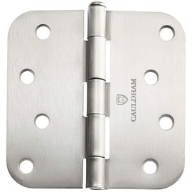 Cauldham (12 Pack) Heavy-Duty 4" Interior Door Hinges with 5/8" Radius Corners - Satin Nickel