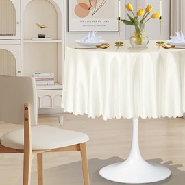 Cobedzy 1 Pack 48 Inch Round Satin Tablecloth Ivory Satin Table Cover, Overlay Silky Tablecloth Dining Table Cloths for Wedding, Party, Banquet, Events, Reception, Dinner