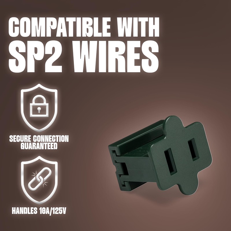 Holiday Lighting Outlet Female Green Slip Plug, Zip Plug, Vampire