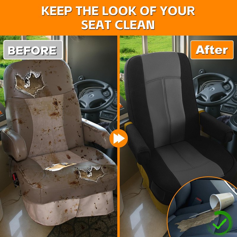 Kistrba Truck Seat Cover Compatible with Motorhome Captain Chairs, Driver