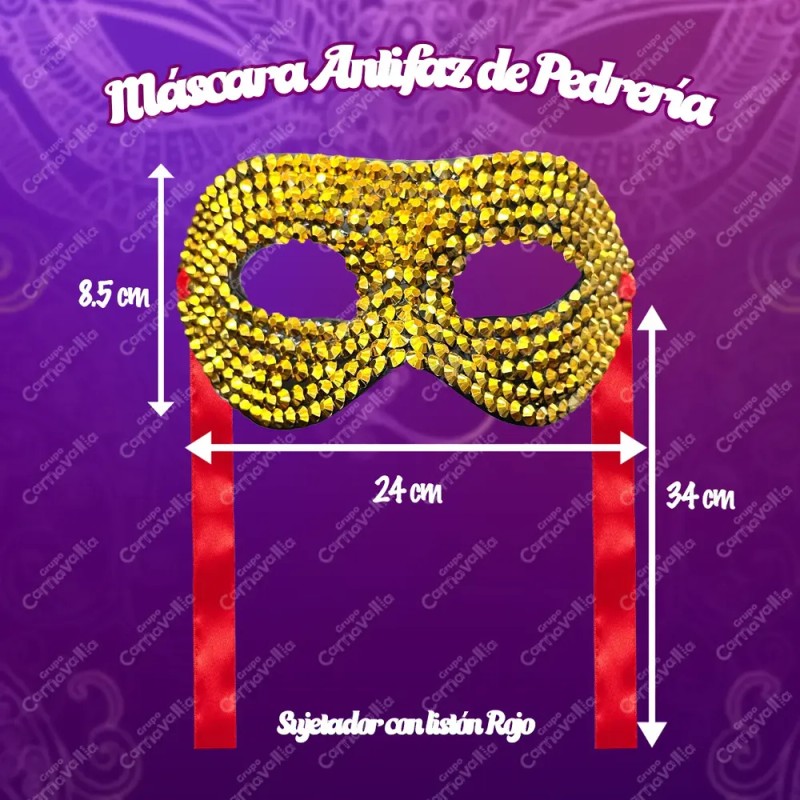 Antifaz Dorado Pedrería Fiesta Venecia Fantasma Opera Xv Año