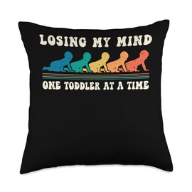 Daycare Provider Losing My Mind One Toddler At A Time Retro Throw Pillow