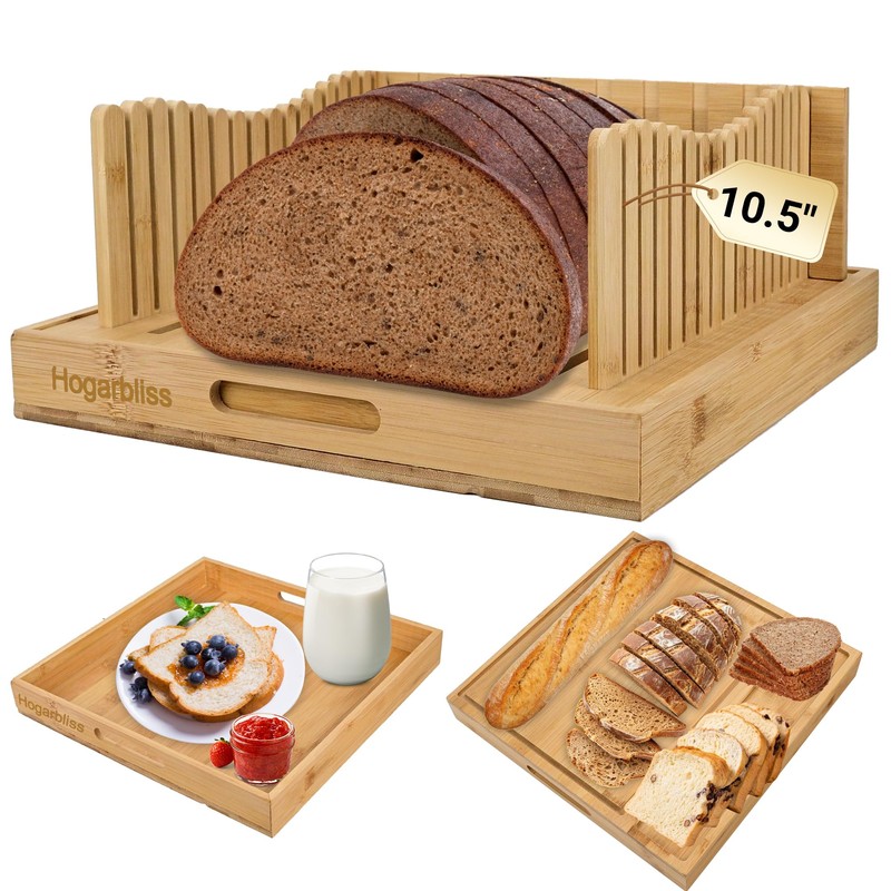 Hogarbliss Bread Slicer for Homemade Bread, 10.5″Adjustable Bread Cutter with