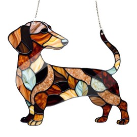 Dachshund Acrylic Hangings | Stained Puppy Window Hangings for Window Decor