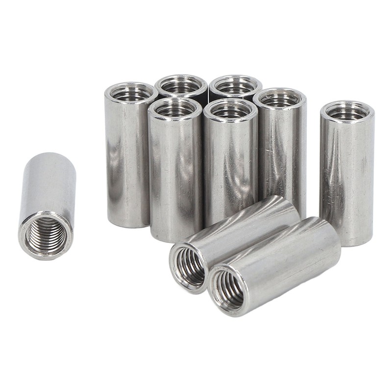 10PCS Round Coupling Nuts 304 Stainless Steel Female Thread Cylindrical