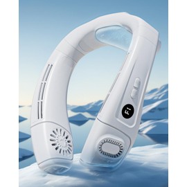 ZNOKIN Neck Fan, Portable Neck Fan Support Up and Down Airflow and Cooling Plate, Instant Cooling, 5200mAh, Type-C Quick Charge, Long Use Time, Wearable Neck Fans for Outdoor/Indoor(White)