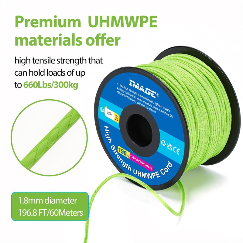 IMAGE Ultra - Strong 100% UHMWPE Braided Cord (1.8mm, 660LB)