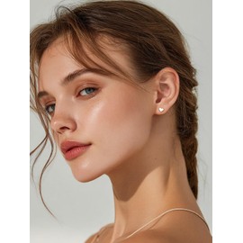FindChic Heart Stud Earrings for Women Sterling Silver 925 Hypoallergenic Small Cute Earrings Minimalist Dainty Jewelry Sensitive Ears Safe Birthday Gift for Her